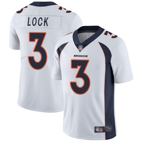 Denver Broncos Limited Men White Drew Lock Road Jersey #3 Vapor Untouchable NFL Football Nike